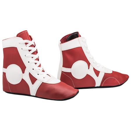 Купить Обувь для самбо SM-0102, кожа, красный Rusco в Лысьве 