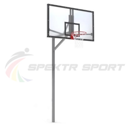 Купить Стойка баскетбольная уличная упрощенная со щитом из оргстекла, кольцом и сеткой SP D 412 в Лысьве 