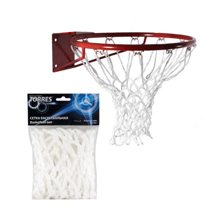 Купить Сетка баскетбольная Torres, нить 6 мм, белая в Лысьве 